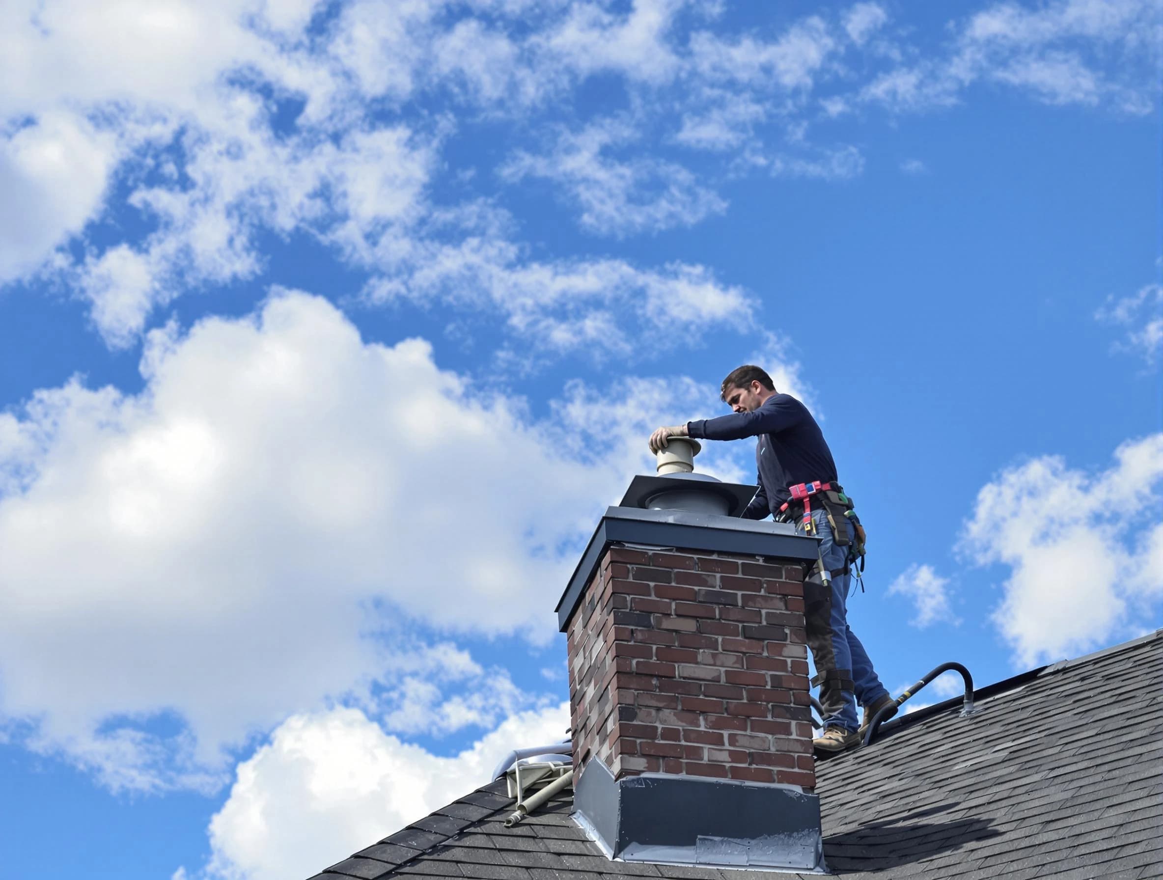 Cranford Chimney Sweep installing a sturdy chimney cap in Cranford, NJ