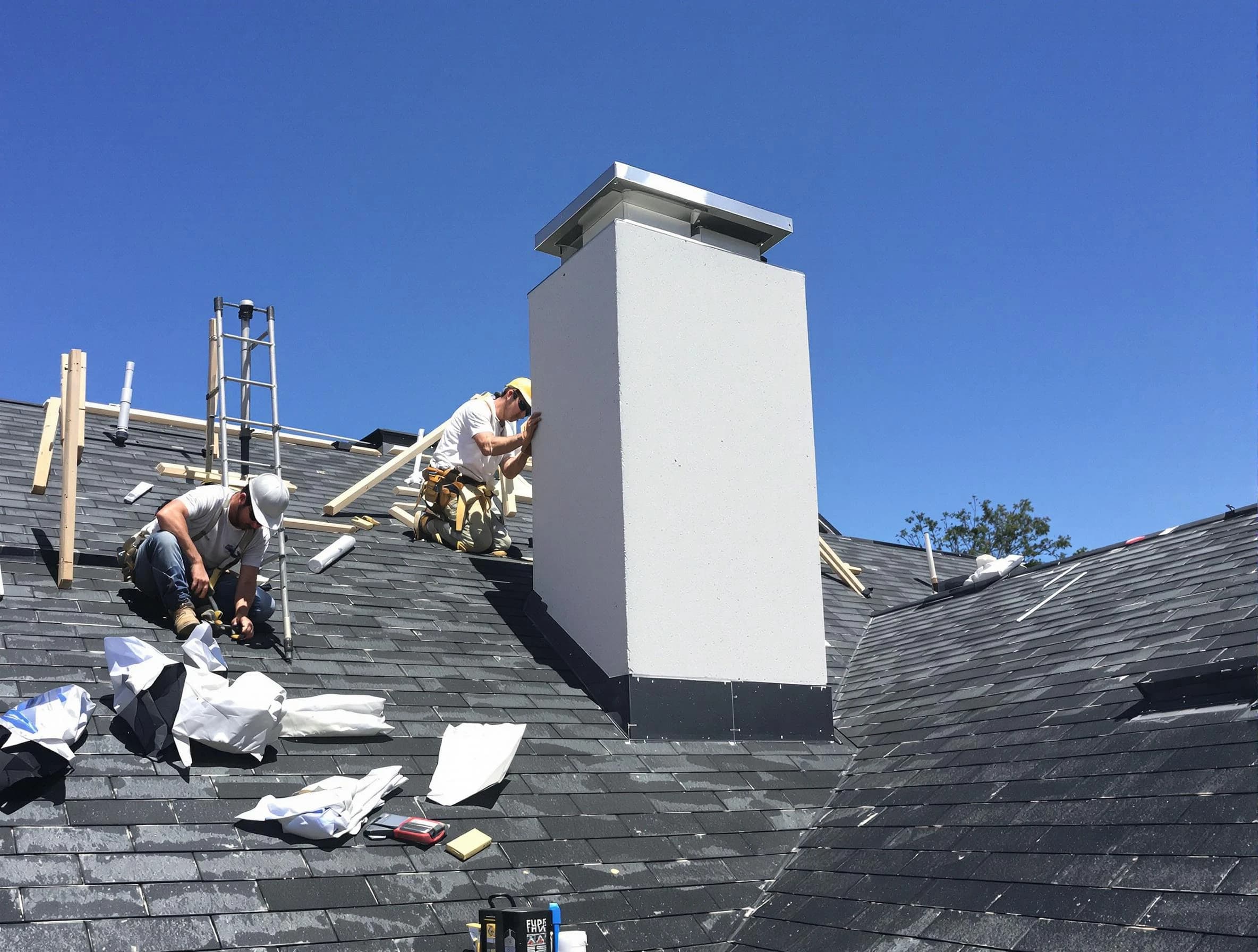 Cranford Chimney Sweep crew installing a new chimney in Cranford, NJ
