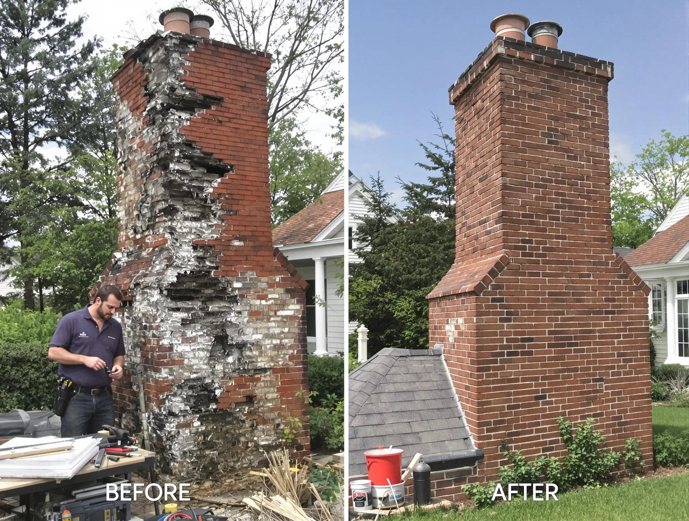 Cranford Chimney Sweep performing a full chimney restoration in Cranford, NJ