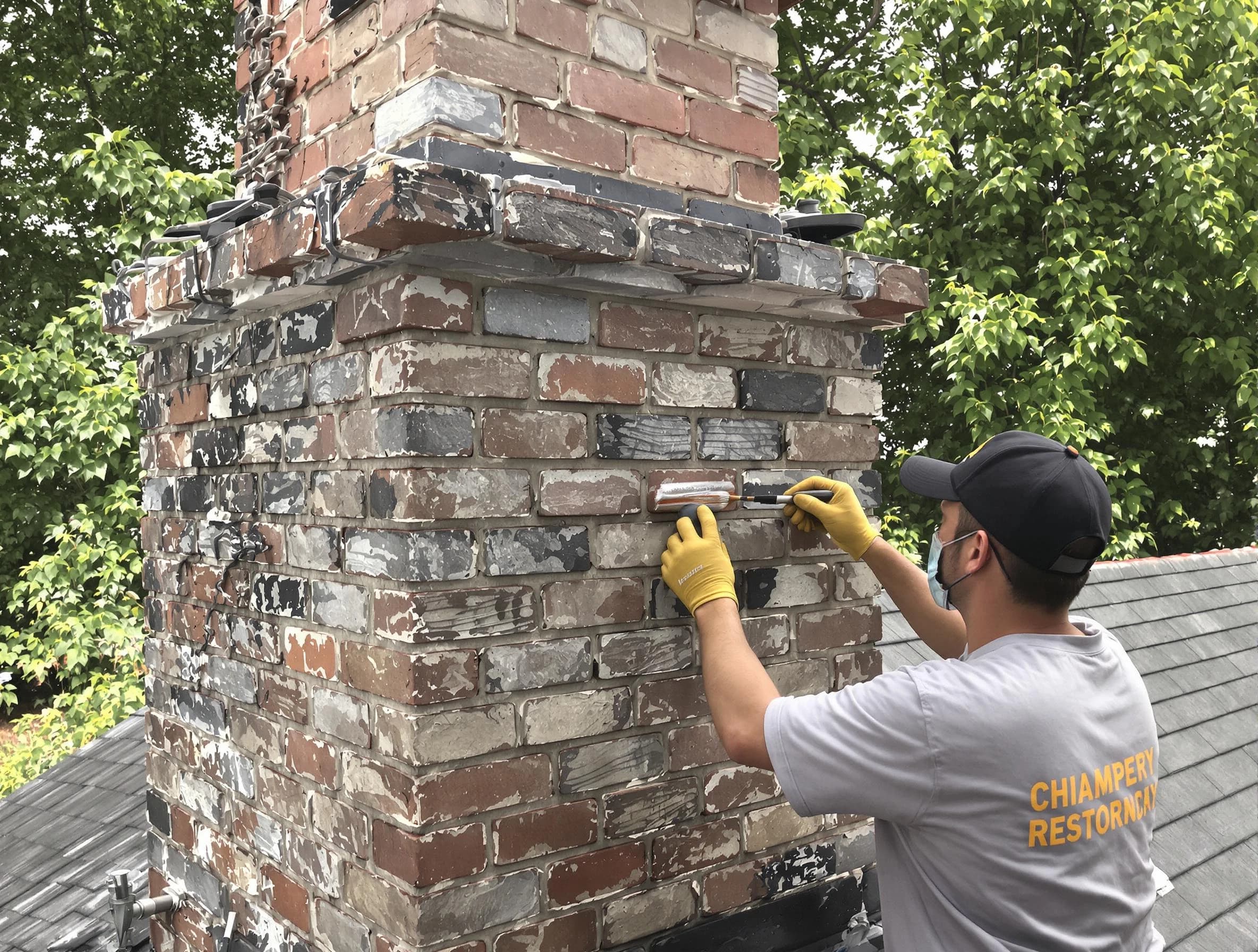 In-progress chimney restoration by Cranford Chimney Sweep in Cranford, NJ