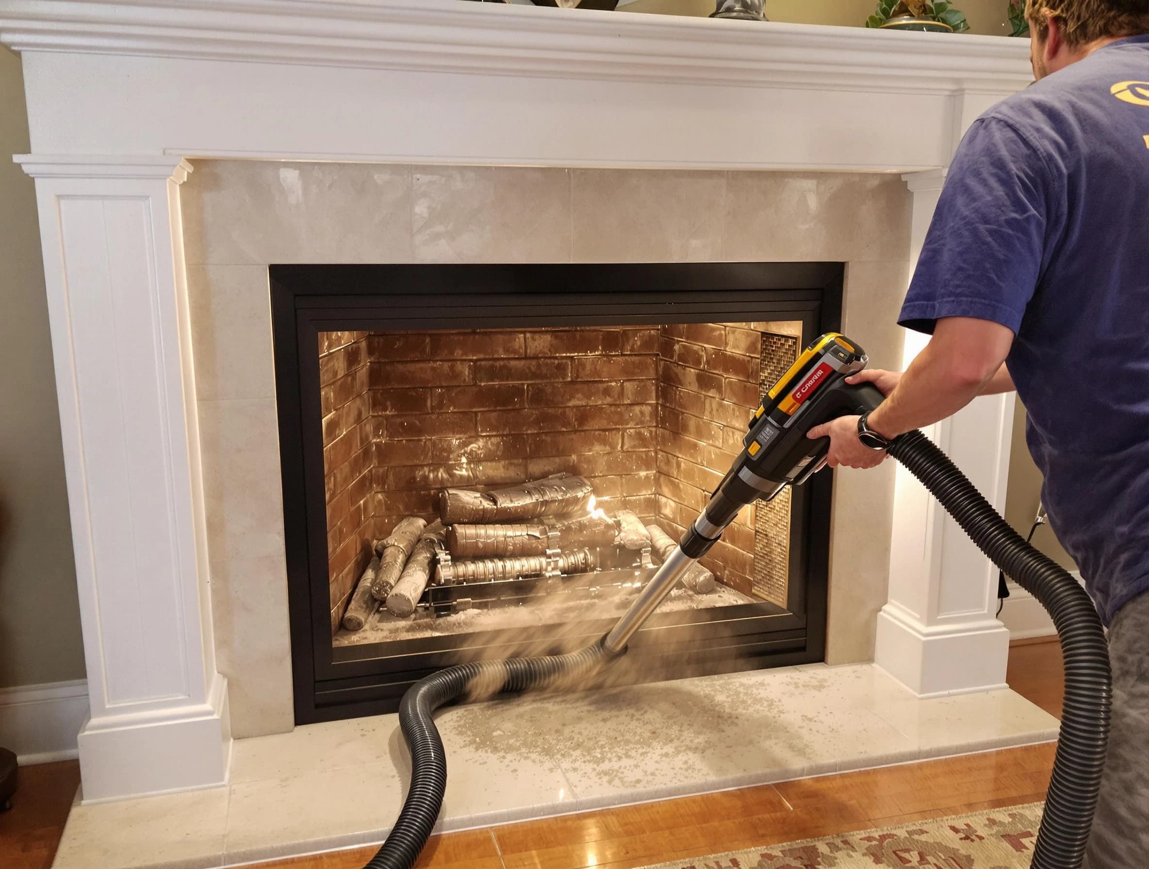 Fireplace cleaning performed by Cranford Chimney Sweep in Cranford, NJ