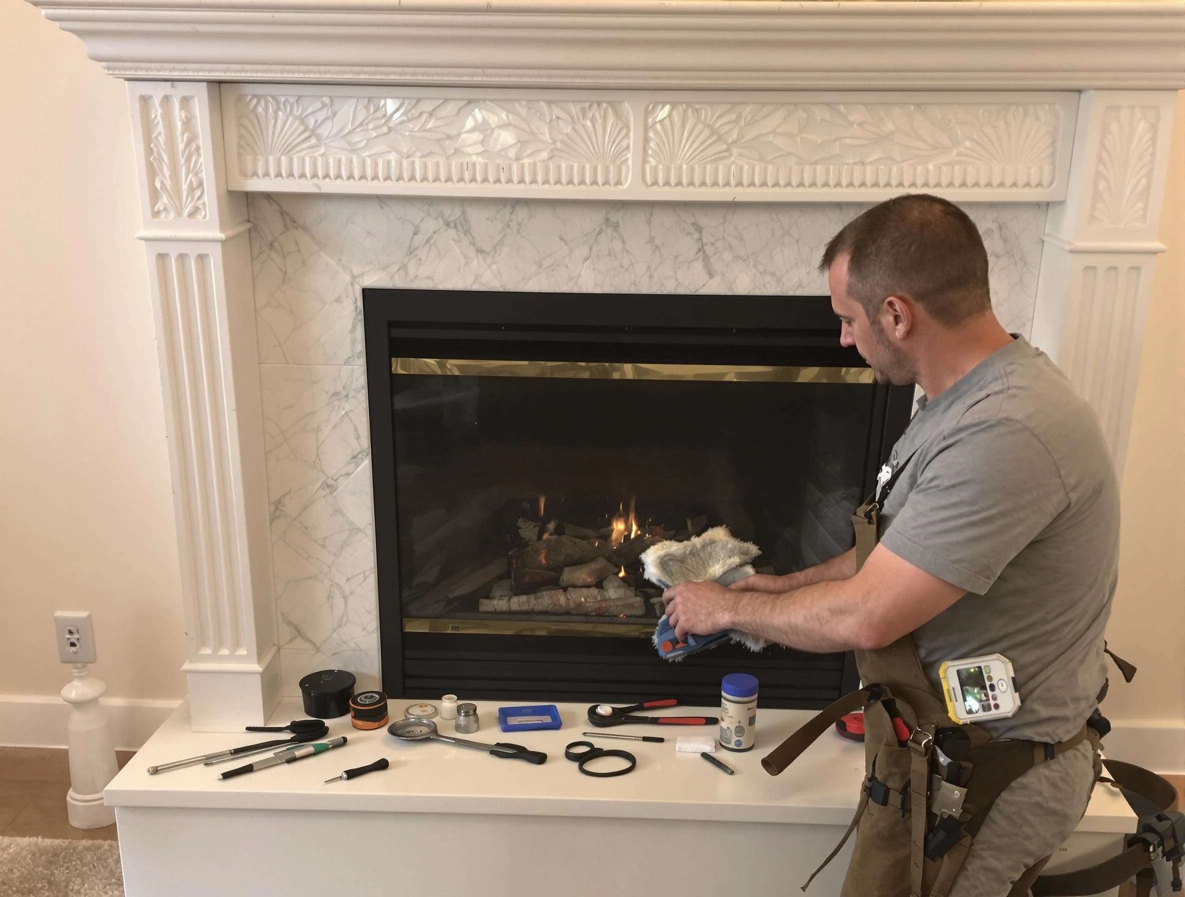 Cranford Chimney Sweep performing fireplace maintenance in Cranford, NJ