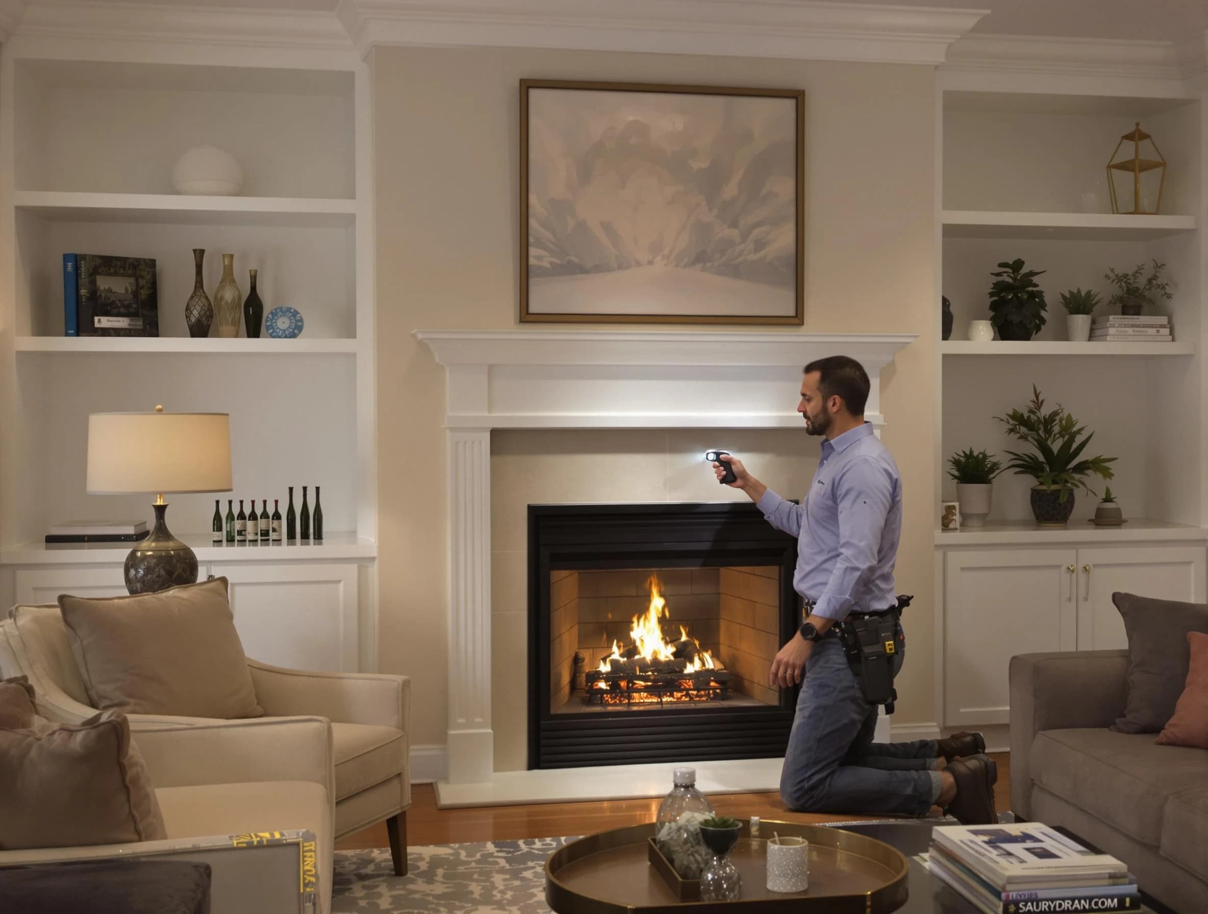 Cranford Chimney Sweep conducting a fireplace safety inspection in Cranford, NJ