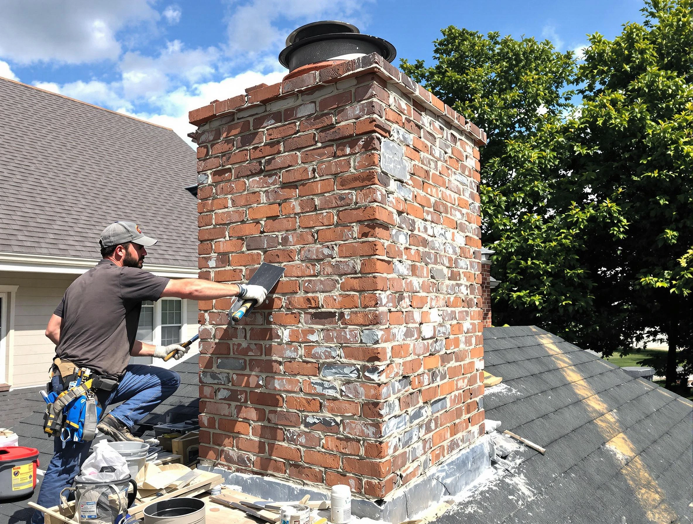 Completed chimney rebuild by Cranford Chimney Sweep in Cranford, NJ