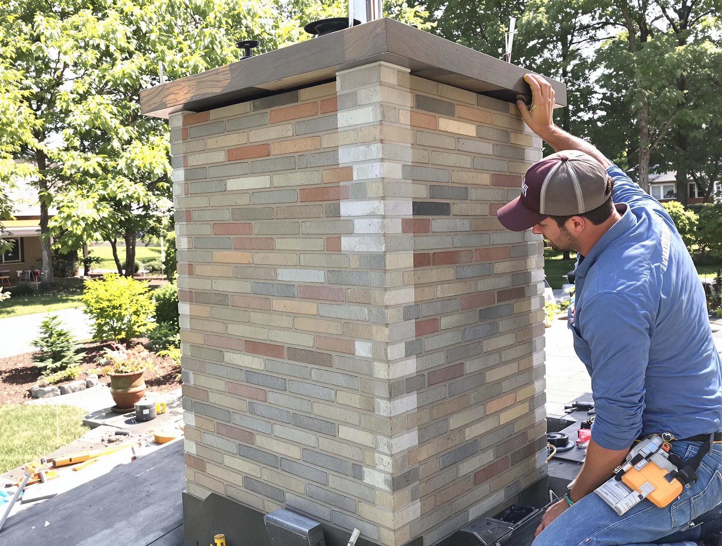 Cranford Chimney Sweep completing a modern chimney remodel in Cranford, NJ